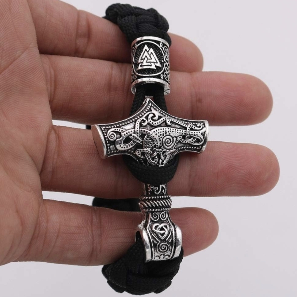 Viking Style Black and Silver Bracelet